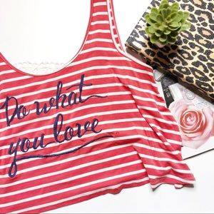 Graphic Red Stripe Crop Top "Do What You Love"